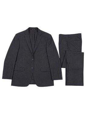 42R Mens Franco Ricci Black Pinstripe Super 140's 100% Wool 2 Piece Suit